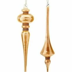 The Christmas Palace 13" GLASS CHAMPAGNE FINIAL ORNAMENT ASSORTED SET OF 6 Christmas Ornaments