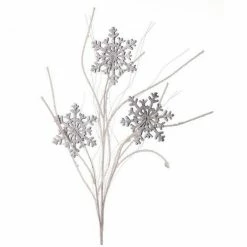 The Christmas Palace Stems & Picks 33" SILVER SNOWFLAKE X3 BRANCH SET OF 12