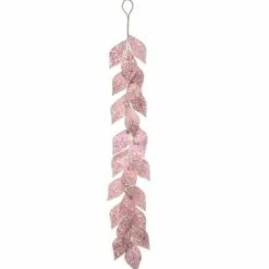 The Christmas Palace 4 FT PINK SEQUIN LEAF GARLAND