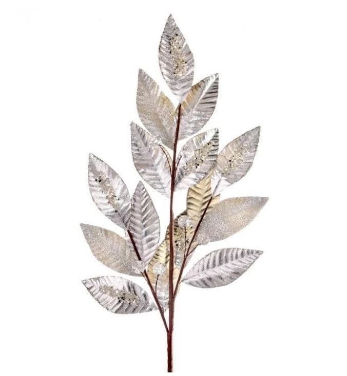 Flash Sale β The π Christmas Palace Gilded Elegance 28" CHAMPAGNE METALLIC BEADED LEAF SPRAY SET OF 6 π 1 The Christmas Palace Gilded Elegance 28" CHAMPAGNE METALLIC BEADED LEAF SPRAY SET OF 6