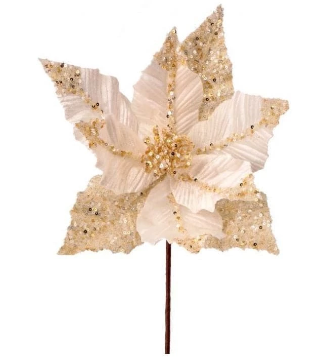 Outlet π The π Christmas Palace 24" IVORY VELVET GLITTER SEQUINED POINSETTIA SET OF 12 Flowers β¨ 1 The Christmas Palace 24" IVORY VELVET GLITTER SEQUINED POINSETTIA SET OF 12 Flowers