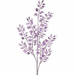 The Christmas Palace 30" LAVENDER METALLIC LEAF BRANCH SET OF 6