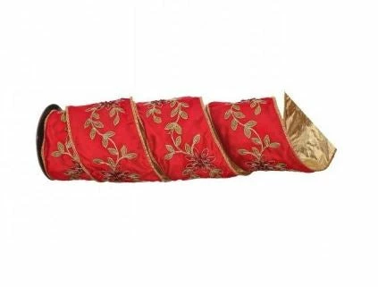 Cheapest β The π Christmas Palace 4" X 5 YD EMBROIDERED FLORAL GARLAND GOLD BACKED RIBBON 𧨠1 The Christmas Palace 4" X 5 YD EMBROIDERED FLORAL GARLAND GOLD BACKED RIBBON