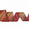 The Christmas Palace 2.5" X 10YD RED & GREEN DIAGONAL GLITTERED STRIPED RIBBON Ribbon & Bows