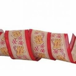 The Christmas Palace 4" X 10YD GINGERBREAD & PEPPERMINT RIBBON