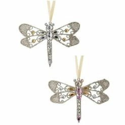 The Christmas Palace 5" JEWELED DRAGONFLY ORNAMENT ASSORTED SET OF 2 Christmas Ornaments