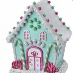 The Christmas Palace 24" PASTEL CANDY GINGRBREAD HOUSE