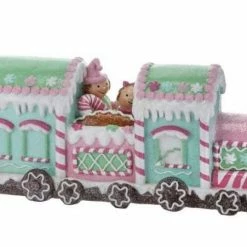The Christmas Palace 3 FT RESIN PASTEL CANDY GINGERBREAD TRAIN OVERSIZED DECOR