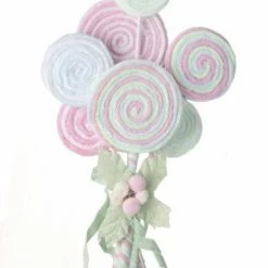 The Christmas Palace Stems & Picks 20" FROSTED PASTEL LOLLIPOP BUNDLE PICK SET OF 2