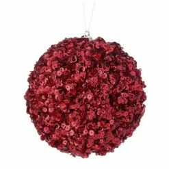 The Christmas Palace Christmas Ornaments 4" RED SEQUINED JEWEL BALL ORNAMENT SET OF 6