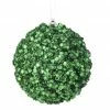 The Christmas Palace 5" GREEN SEQUINED JEWEL BALL ORNAMENT SET OF 6