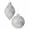 The Christmas Palace 4" - 6" WHITE HOLLY KISMET GLASS ORNAMENT ASSORTED SET OF 6