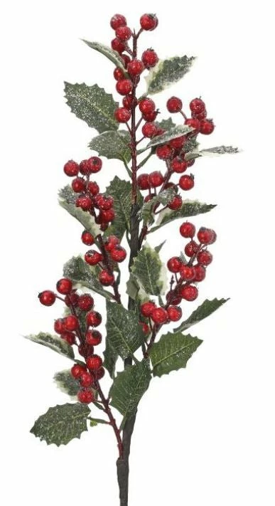 Promo π The π Christmas Palace Stems & Picks 25" RED FROSTED BERRY HOLLY LEAF SET OF 6 β 1 The Christmas Palace Stems & Picks 25" RED FROSTED BERRY HOLLY LEAF SET OF 6