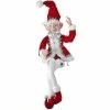 The Christmas Palace 30" RED, SILVER, & WHITE BENDABLE FABRIC ELF