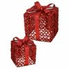 The Christmas Palace 6" & 8" RED METAL GIFT BOX SET