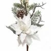 The Christmas Palace 16" ICED POINSETTIA PINE PICK SET OF 6