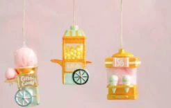 The Christmas Palace GLITTERVILLE STUDIOS 5.5" SNOWCONE, POPCORN, COTTON CANDY ORNAMENT SET OF 3