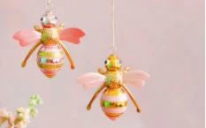 The Christmas Palace GLITTERVILLE STUDIOS 4.5" PINKY BUMBLE BEE ASSORTED SET OF 2