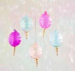 The Christmas Palace GLITTERVILLE STUDIOS 5.5" COTTON CANDY ORNAMENT ASSORTED SET OF 5 Christmas Ornaments