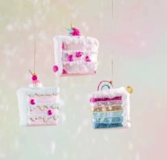 The Christmas Palace GLITTERVILLE STUDIOS 5" SLICE OF SWEET CAKE ASSORTED SET OF 3