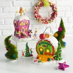 The Christmas Palace GRINCH VILLAGE WONKY TREES SET OF 2