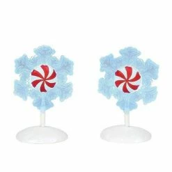 The Christmas Palace VILLAGE ACCESSORY LIT PEPPERMINT SNOWFLAKES Retired Dept. 56