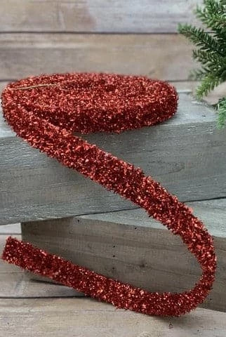 Discount π The π Christmas Palace Ribbon & Bows 1" X 3YD RED TINSEL GARLAND RIBBON π 1 The Christmas Palace Ribbon & Bows 1" X 3YD RED TINSEL GARLAND RIBBON