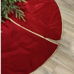 The Christmas Palace 72" RED & GOLD VELVET TREE SKIRT Skirts & Stockings
