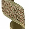 The Christmas Palace 4" X 5YD METALLIC DUPION GOLD EMBROIDERY RED STONES RIBBON Golden Empire