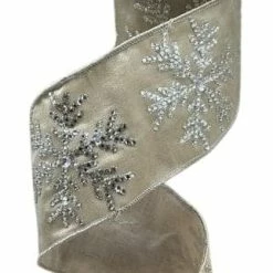 The Christmas Palace 4" X 10YD METALLIC DUPION CRYSTAL SNOWFLAKE