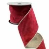 The Christmas Palace Ribbon & Bows 4" X 10YD RED & CELLINE VELVET METALLIC BACK RIBBON