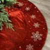 The Christmas Palace 72" RED VELVET JEWELED SNOWFLAKES TREE SKIRT