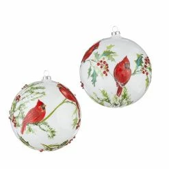 The Christmas Palace Christmas Ornaments 6" CARDINAL BALL ORNAMENTS ASSORTED SET OF 6