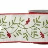 The Christmas Palace Ribbon & Bows 4" X 10YD EMBROIDERED HOLLY LEAVES RIBBON