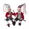 The Christmas Palace 16" BLACK & RED POSABLE ELF ASSORTED SET OF 2
