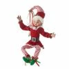 The Christmas Palace 16" RED & GREEN POSABLE ELF Peppermint Swirl
