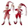 The Christmas Palace 30" RED & WHITE POSABLE ELF ASSORTED SET OF 2
