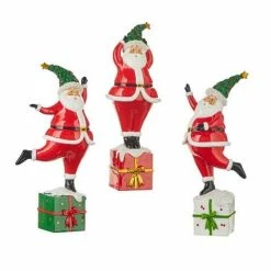 The Christmas Palace 14" DANCING SANTAS ASSORTED SET OF 3