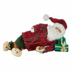The Christmas Palace 20" SANTA LYING DOWN WITH TRAY OF COOKIES Santas