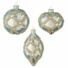 The Christmas Palace 4" BLUE DIAMOND POINT JEWELED ASSORTED SET OF 12 Christmas Ornaments