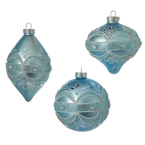 Wholesale π The π Christmas Palace π Christmas Ornaments 4" ARTIC BLUE JEWELED ORNAMENT ASSORTED SET OF 6 π 1 The Christmas Palace Christmas Ornaments 4" ARTIC BLUE JEWELED ORNAMENT ASSORTED SET OF 6