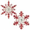 The Christmas Palace Christmas Ornaments 5" RED AND WHITE SNOWFLAKES ASSORTED SET OF 12