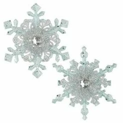 The Christmas Palace 5" ARCTIC BLUE SNOWFLAKE ORNAMENT SET OF 12 Christmas Ornaments