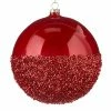 The Christmas Palace 6" HALF GLITTERED RED ORNAMENT Christmas Ornaments