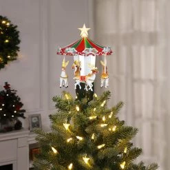 The Christmas Palace Angels & Toppers 11" CAROUSEL ANIMATED TREE TOPPER