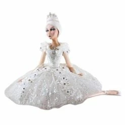 The Christmas Palace 20" WHITE SITTING BALLERINA DOLL Crystal Elegance