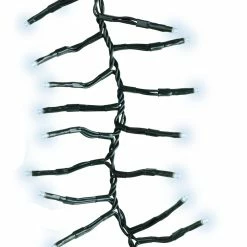 The Christmas Palace 20 FT CLUSTER 456 LED COOL WHITE GREEN WIRE 8 FUNCTION TWINKLE CHRISTMAS LIGHTS