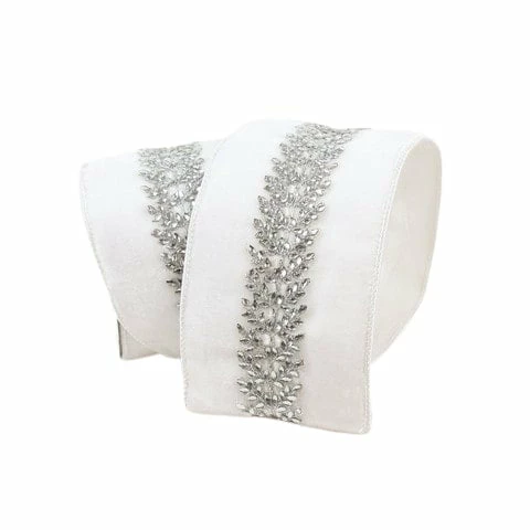 Best reviews of π The π Christmas Palace Ribbon & Bows 4" X 5YD WHITE & SILVER ROYAL VINE RIBBON π 1 The Christmas Palace Ribbon & Bows 4" X 5YD WHITE & SILVER ROYAL VINE RIBBON
