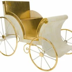 The Christmas Palace MARK ROBERTS 23" X 17.5" WHITE & GOLD CARRIAGE Sleighs & Ladders