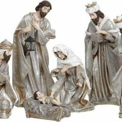 The Christmas Palace Nativity & Stables MARK ROBERTS 16" PLATINUM NATIVITY SCENE SET OF 6